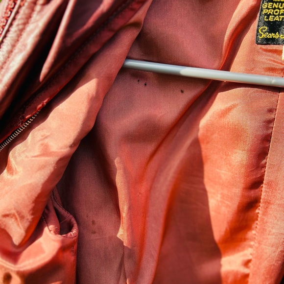 Vintage 1970s Sears Jr Bazaar Genuine Leather Jacket | Burgundy | Size 7/Small - Picture 14 of 16